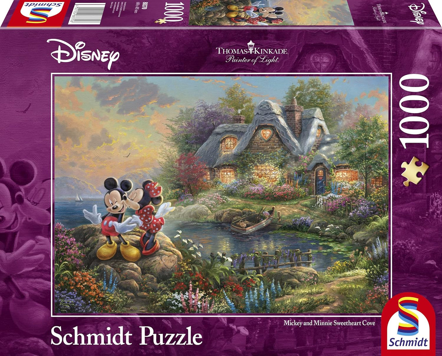 Schmidt Spiele, Thomas Kinkade, Disney Mickey & Minnie Sweetheart Cove 2021 Edition 1000 Piece Jigsaw Puzzle