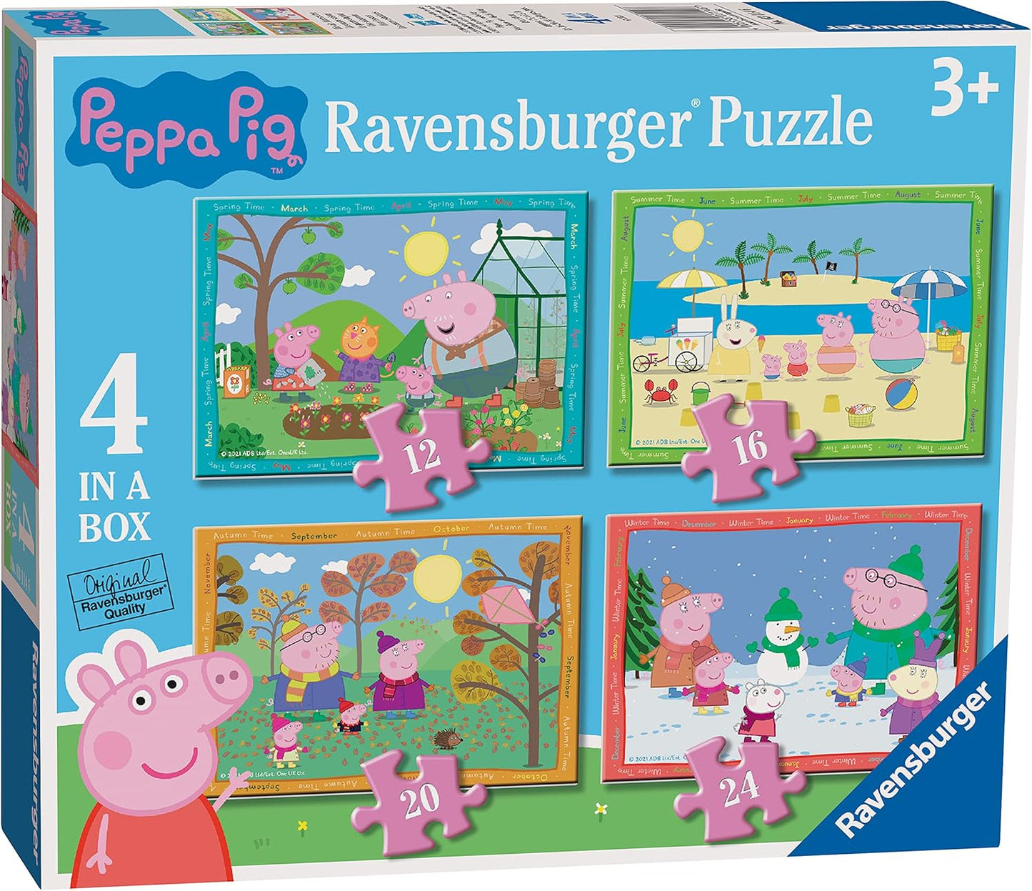 Ravensburger Peppa Pig Four Seasons 4 in Box (12, 16, 20, 24 Pieces) Jigsaw Puzzles